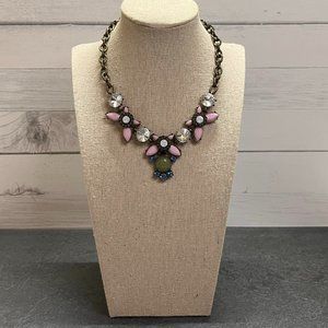 SIGNED J Crew Multicolor Rhinestone and Resin Necklace